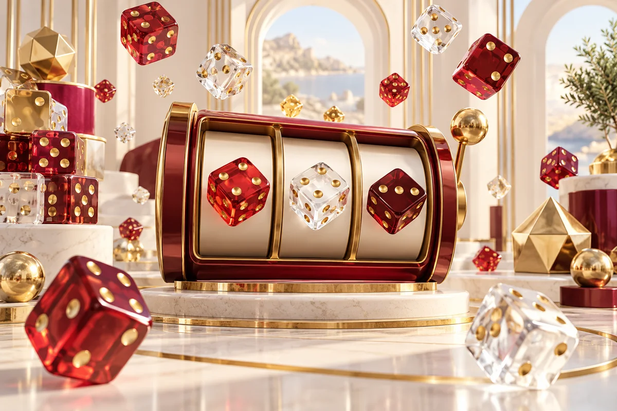 Dice Bonanza slot Slovensko – originálna svetlá ilustrácia kociek a valcov